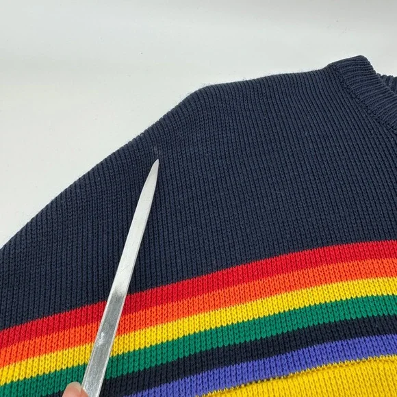VTG 80s Ocean Pacific Op Rainbow Stripe Sweater Large Stranger Things Surf Retro